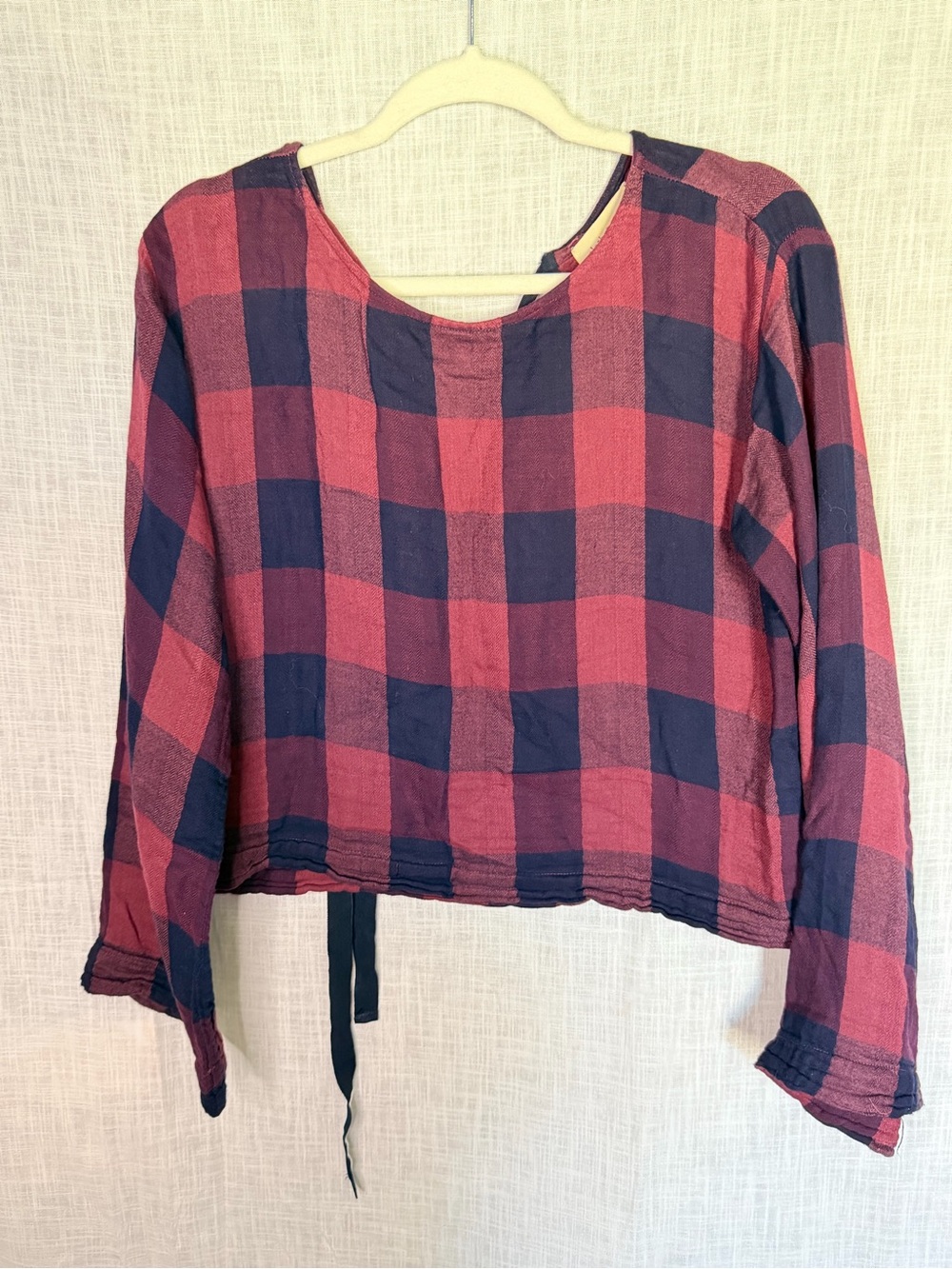 Cloth & Stone Women's Buffalo Plaid tie back shirt size S